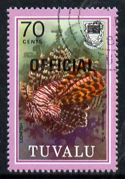 Tuvalu 1981 Official opt on 70c Lionfish (litho opt) SG O16a fine used (gutter pairs pro rata)