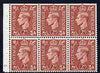 Great Britain 1950-52 KG6 2d pale red-brown booklet pane of 6 with cyl No H41 dot mounted mint SG spec QB31