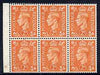 Great Britain 1950-52 KG6 2d pale orange booklet pane of 6 with cyl No H41 no dot mounted mint SG spec QB30