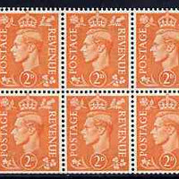 Great Britain 1950-52 KG6 2d pale orange booklet pane of 6 with cyl No H41 no dot mounted mint SG spec QB30