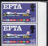 Great Britain 1966 EFTA 1s6d ord pair, one stamp with 'fusalage flaw' unmounted mint