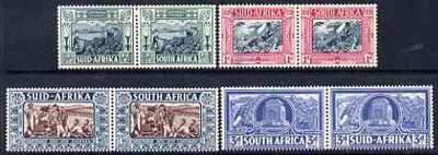 South Africa 1938 KG6 Voortrekker Centenary Memorial Fund set of 8 (4 horiz se-tenant pairs) lightly mounted mint SG 76-79