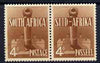 South Africa 1941-46 KG6 War Effort 4d Artillery horiz pair mounted mint SG92