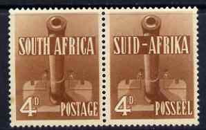South Africa 1941-46 KG6 War Effort 4d Artillery horiz pair mounted mint SG92