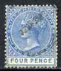 St Christopher 1870-79 QV Crown CC 4d blue P14 used SG8