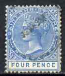 St Christopher 1870-79 QV Crown CC 4d blue P14 used SG8