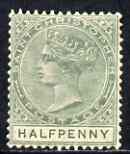 St Christopher 1882-90 QV Crown CA 1/2d blue-green mounted mint SG11