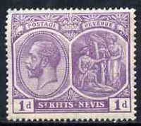 St Kitts-Nevis 1921-29 KG5 Script CA Medicinal Spring 1d violet unmounted mint SG39