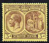 St Kitts-Nevis 1921-29 KG5 Script CA Medicinal Spring 3d purple on yellow unmounted mint SG45a