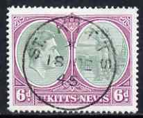 St Kitts-Nevis 1938-50 KG6 6d P14 used SG74c/d