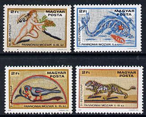 Hungary 1978 Stamp Day (Mosaics of Bird, Tiger, Dolphin & Putto) set of 4, Mi 3310-13*