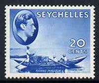 Seychelles 1938-49 KG6 Fishing Pirogue 20c blue mtd mint SG140