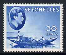 Seychelles 1938-49 KG6 Fishing Pirogue 20c blue mtd mint SG140