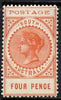 South Australia 1902-04 Thin Postage 4d red-orange mounted mint SG 269