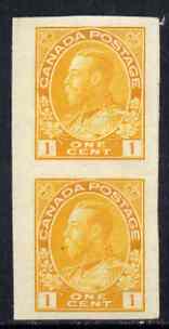 Canada 1922-31 KG5 1c chrome-yellow imperf vert pair mtd mint SG259