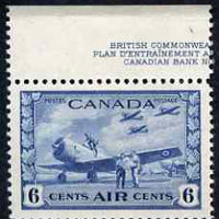 Canada 1942-48 KG6 War Effort 6c blue marginal single with part CBNCo imprint mtd mint SG 399