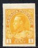 Canada 1922-31 KG5 1c chrome-yellow imperf single with large top margin mtd mint as SG259