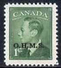 Canada 1949-50 KG6 Official 1c green opt'd OHMS unmounted mint SG O172