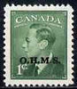 Canada 1949-50 KG6 Official 1c green opt'd OHMS mtd mint SG O172