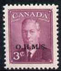 Canada 1949-50 KG6 Official 3c purple opt'd OHMS mtd mint SG O174