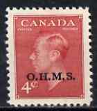 Canada 1949-50 KG6 Official 4c carmine opt'd OHMS mtd mint SG O175
