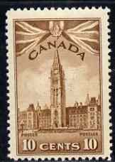 Canada 1942-48 KG6 War Effort 10c Parliament Building mtd mint SG 383