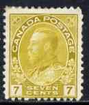 Canada 1911-22 KG5 7c yellow-ochre mtd mint SG 209