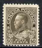 Canada 1911-22 KG5 50c sepia unused (no gum) SG215