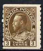 Canada 1912-21 KG5 3c brown imperf x perf 8 mtd mint SG 224