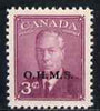 Canada 1949-50 KG6 Official 3c purple opt'd OHMS unmounted mint SG O174