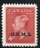 Canada 1949-50 KG6 Official 4c carmine opt'd OHMS unmounted mint SG O175