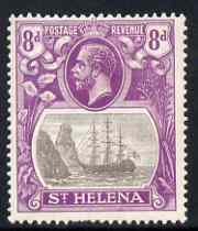 St Helena 1922-37 KG5 Badge Script 8d single with variety 'Left frame broken at top', (stamp 6) mtd mint SG 105var