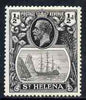 St Helena 1922-37 KG5 Badge Script 1/2d single with variety 'Zig-zag flaw in water behind stern' (stamp 18) mtd mint SG 97var