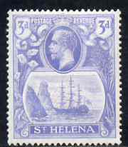 St Helena 1922-37 KG5 Badge Script 3d single with variety 'Zig-zag flaw in water behind stern' (stamp 18) mtd mint SG 101var