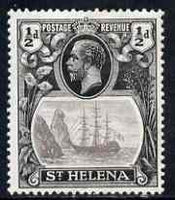 St Helena 1922-37 KG5 Badge Script 1/2d single with variety 'Bottom vignette frame line broken twice' (stamp 24) mtd mint SG 97var