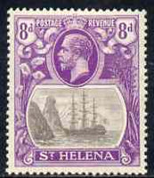 St Helena 1922-37 KG5 Badge Script 8d single with variety 'Bottom vignette frame line broken twice' (stamp 24) mtd mint SG 105var