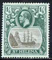 St Helena 1922-37 KG5 Badge MCA 1s6d single with variety 'Bottom vignette frame line broken twice' (stamp 24) mtd mint SG 93var