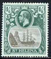 St Helena 1922-37 KG5 Badge MCA 1s6d single with variety 'Bottom vignette frame line broken twice' (stamp 24) mtd mint SG 93var