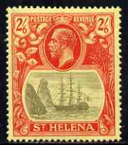 St Helena 1922-37 KG5 Badge Script 2s6d single with variety 'Bottom vignette frame line broken twice' (stamp 24) mtd mint SG 109var