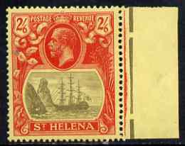 St Helena 1922-37 KG5 Badge Script 2s6d marginal single with variety 'Bottom vignette frame line broken twice' (stamp 24) mtd mint SG 109var