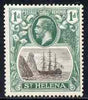 St Helena 1922-37 KG5 Badge Script 1d single with variety 'Right vignette frame line dented' (stamp 27) mtd mint SG 98var