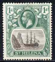 St Helena 1922-37 KG5 Badge Script 1d single with variety 'Right vignette frame line dented' (stamp 27) mtd mint SG 98var