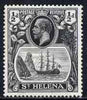 St Helena 1922-37 KG5 Badge Script 1/2d single with variety 'Right vignette frame line dented' (stamp 27) mtd mint SG 97var