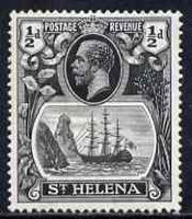 St Helena 1922-37 KG5 Badge Script 1/2d single with variety 'Right vignette frame line dented' (stamp 27) mtd mint SG 97var