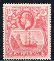 St Helena 1922-37 KG5 Badge Script 1.5d rose-red single with variety 'Right vignette frame line dented' (stamp 27) mtd mint SG 99var