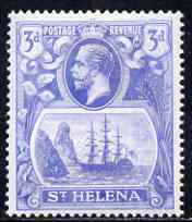 St Helena 1922-37 KG5 Badge Script 3d single with variety 'Right vignette frame line dented' (stamp 27) mtd mint SG 101var