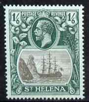 St Helena 1922-37 KG5 Badge MCA 1s6d single with variety 'Right vignette frame line dented' (stamp 27) appears unmounted mint SG 93var