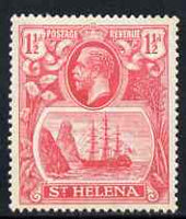 St Helena 1922-37 KG5 Badge Script 1.5d rose-red single with variety 'Torn flag' (stamp 42) mtd mint SG 99b