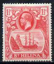 St Helena 1922-37 KG5 Badge Script 1.5d rose-red single with variety 'Right vignette frame broken between 3rd & 4th lines of shading' (stamp 46) mtd mint SG 99var