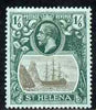 St Helena 1922-37 KG5 Badge MCA 1s6d single with variety 'Left vignette frame broken at centre, 8th line of shading broken by mizzen mast & 18th line damaged at right' (stamp 48) mtd mint SG 93var